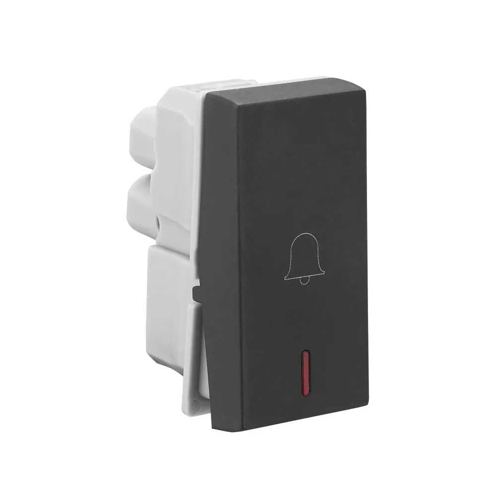 Legrand Bell Push with Indicator Allzy 6 Amp 1 Way 1 Module Matt Black, 6812 10 (Pack of 20 Pcs)