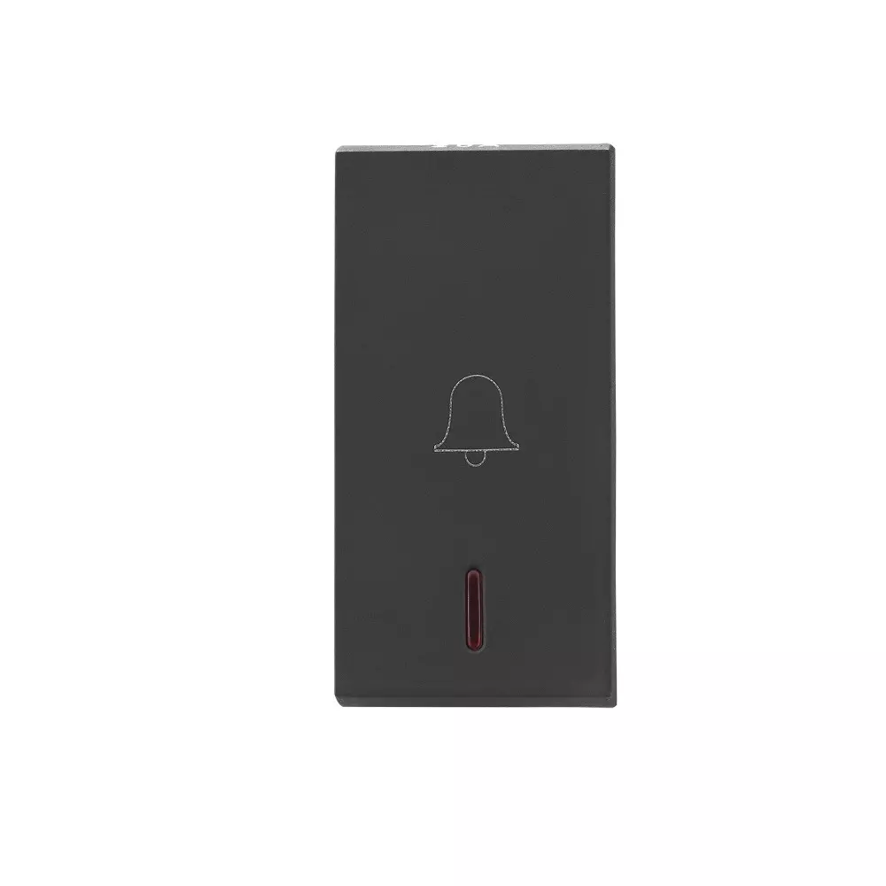 Legrand Bell Push with Indicator Allzy 6 Amp 1 Way 1 Module Matt Black, 6812 10 (Pack of 20 Pcs)