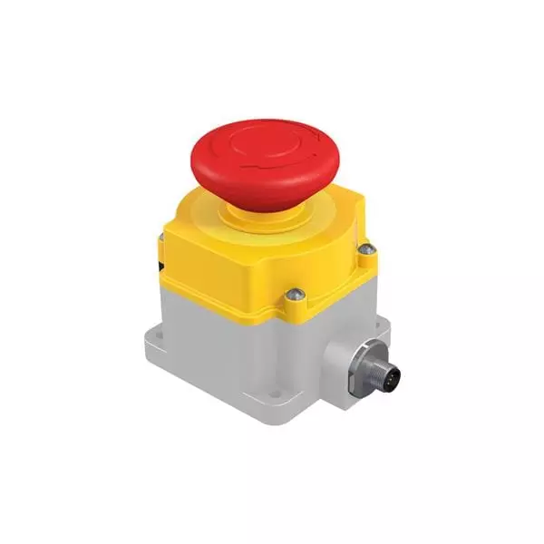 BANNER ENGINEERING Push Turn Emergency Stop Pushbutton Switch 3PST Panel Mount 2 Amp 24 V AC Quick Connect Termination, SSA-EB2PLXR-12ED1Q8