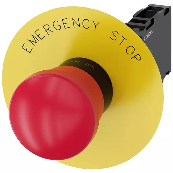 Siemens Push-Pull Emergency Stop Pushbutton Switch DPST Panel Mount 10 Amp 500 V AC Screw Termination, 3SU11001HA201FG0