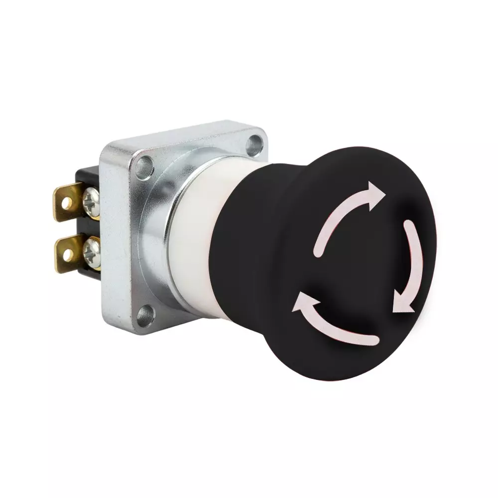 Kaycee Push Button Actuator Mushroom Head Metal Black, KC2MTR5M