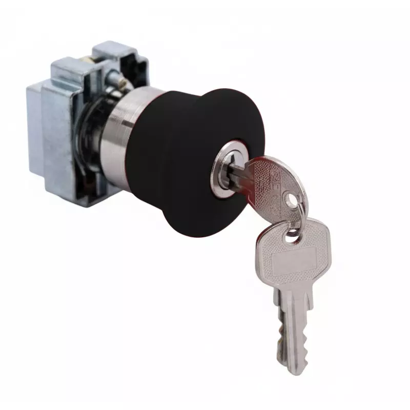 Kaycee Push Button Actuator Mushroom Head Metal Black, KC2MKA5M