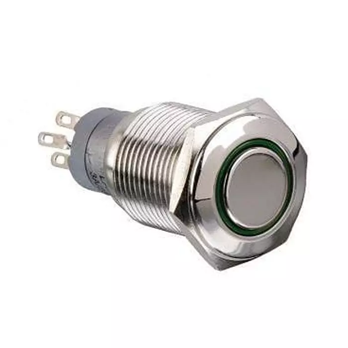 BULGIN LIMITED Anti-Vandal Switch Illuminated Solder Lug Termination 3 Amp Round Actuator 220 V DC, MP0045/1E2GN220S