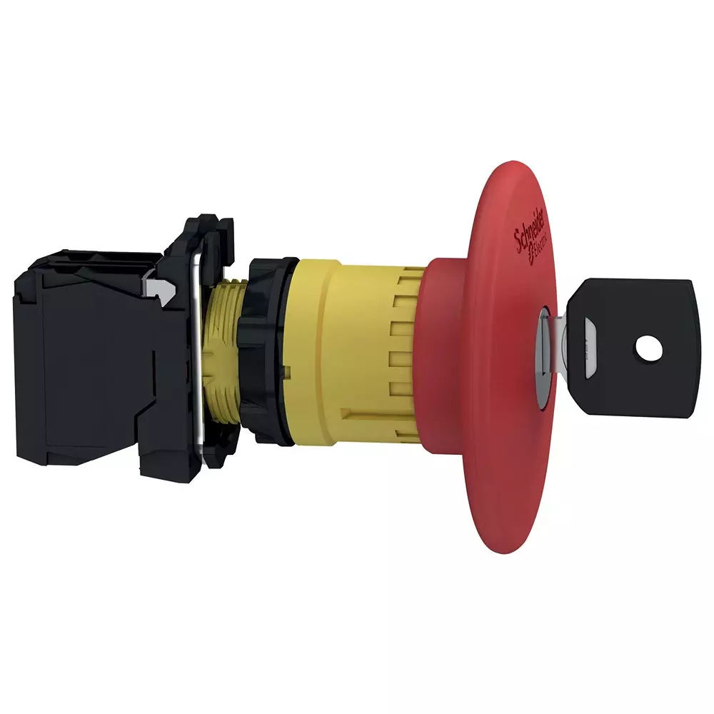 SCHNEIDER ELECTRIC Emergency Stop Switch, Spst-Nc, 120Vac, Xb5As9442