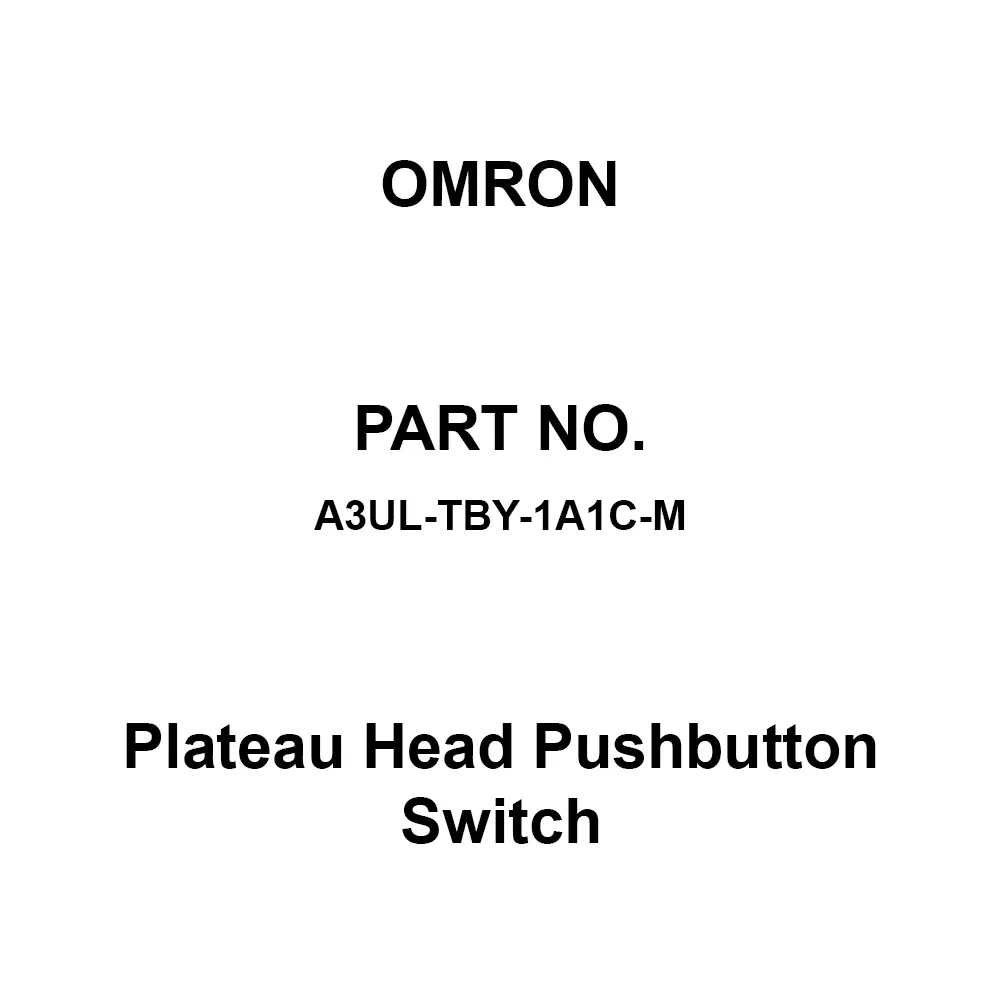 Omron Plateau Head Pushbutton Switch 1C Contact Configuration, A3UL-TBY-1A1C-M