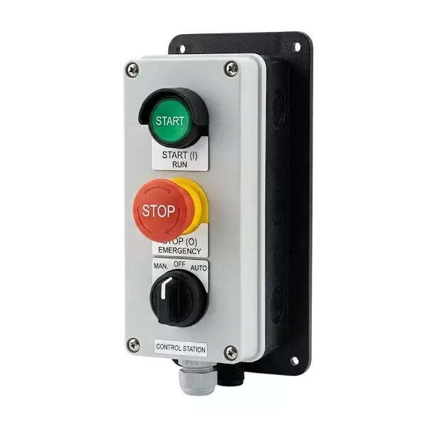 Cape Electric Push Button Station Start & Stop With Selector Switch Type Thermoplastic Body IP65 Rating for Operating Industrial Machinery, CPB007PS