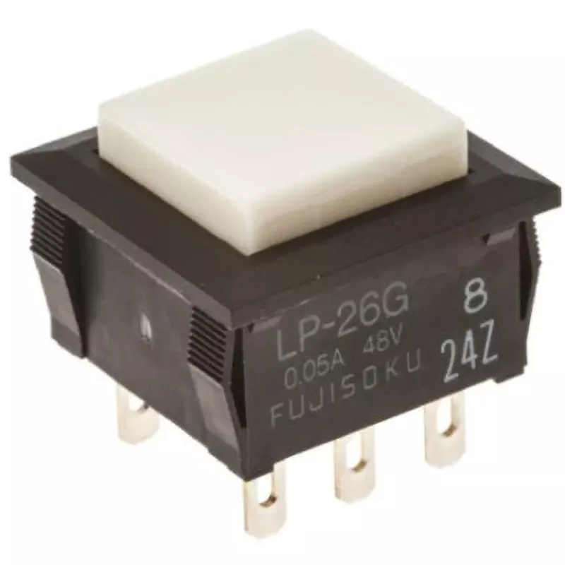 Nidek Pushbutton Switch [Contact] 50 m @ 48 Vc / dc mA Rated Current White Actuator Color, LP2S-26G-W-Z
