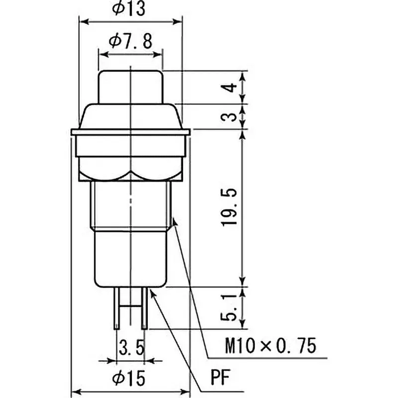 MIYAMA ELECTRIC Non-Illuminated Type Push Button Switch 20 mΩ or less (MAX) AC 1000 V for 1 minute, DS-283-R