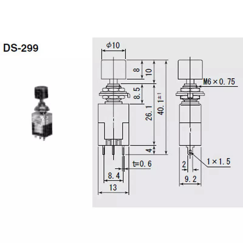 MIYAMA ELECTRIC Push Button Switch Single pole double throw AC.125 V-3 Amp, DS299-Y