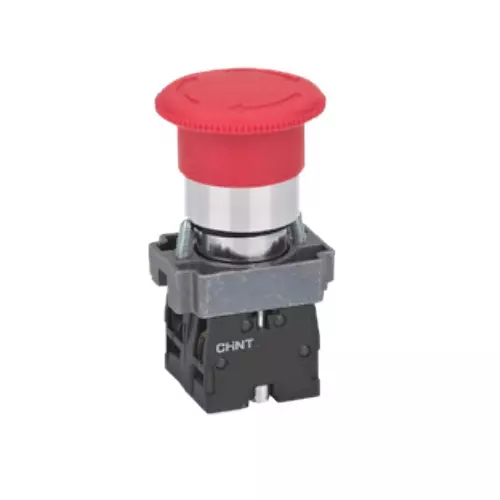 Chint NP2 Mushroom Pushbutton Latching Turn To Release 1NO+1NC Contact 40 mm Dia IP40 RedColor, 574016