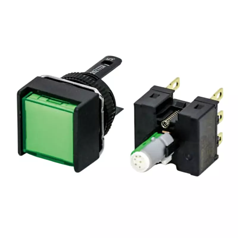 Omron Momentary Type Pushbutton Switch LED Illumination 2C Contact Φ16 mm Mounting Hole Diameter, A165L-AGM-12D-2
