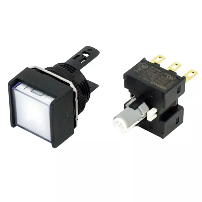 Omron Momentary Type Pushbutton Switch LED Illumination 1C Contact Φ16 mm Mounting Hole Diameter, A165L-AWM-24D-1