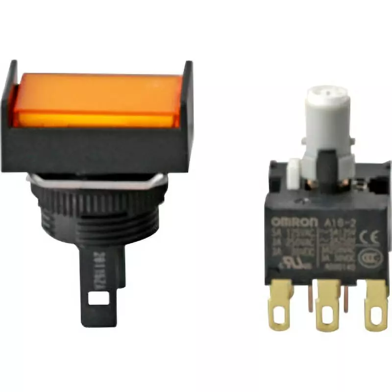 Omron Alternate Type Pushbutton Switch LED Illumination 2C Contact Φ16 mm Mounting Hole Diameter, A16L-JYA-12D-2
