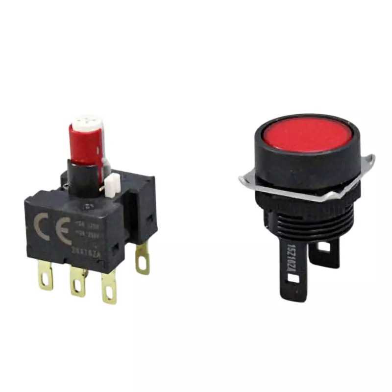 Omron Momentary Type Pushbutton Switch LED Illumination 2C Contact Φ16 mm Mounting Hole Diameter, A16L-TRM-12D-2