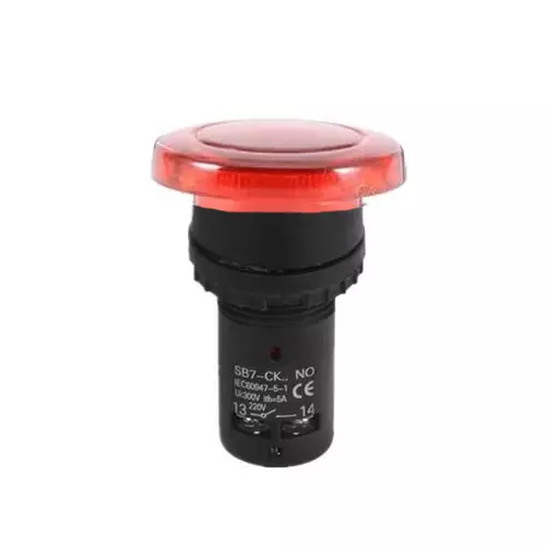 Sibass Electric Luminous Mushroom Push Button Barrel Type 11 Series with 1NO+1NC Element and CE Mark, SE-10D (Pack of 500)