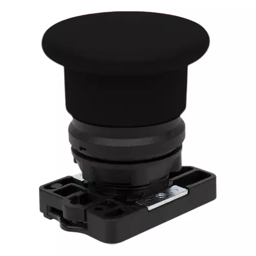 C&S Electric Mushroom Head Push Button With Carrier Black 22.5 mm Mounting Dia, RCP2-BC2