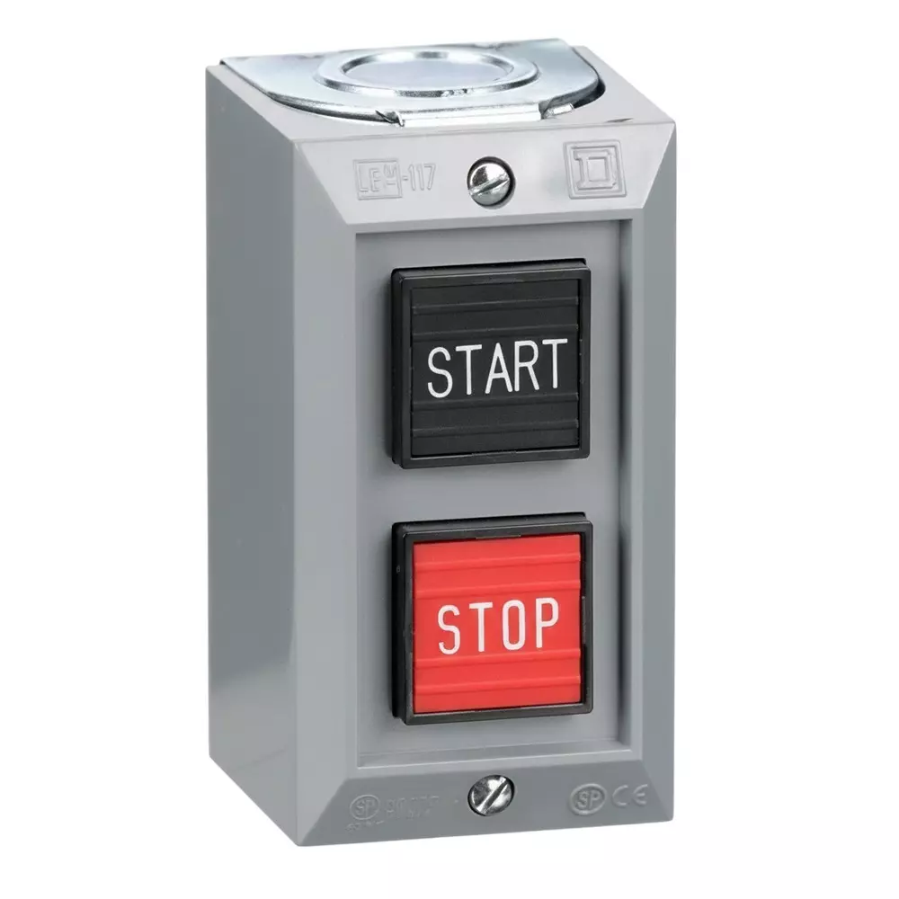 SQUARE D Double Button Emergency Stop Switch Panel Mount 5 Amp 600 V AC Screw Termination, 9001BW90YU