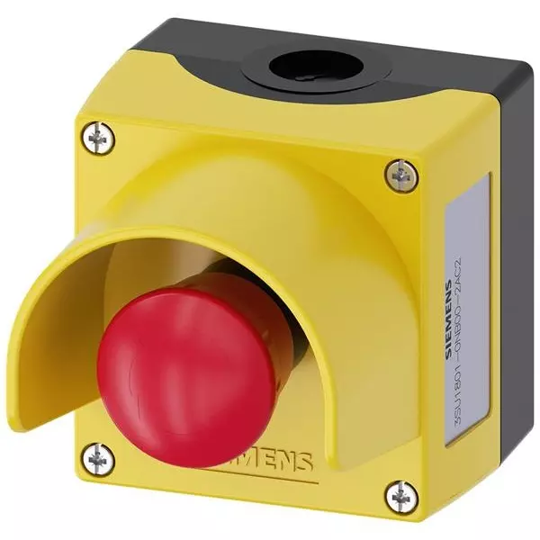 Siemens Push Turn Emergency Stop Switch DPST Floor Mount 10 Amp 500 V AC Screw Termination, 3SU18010NB002AC2