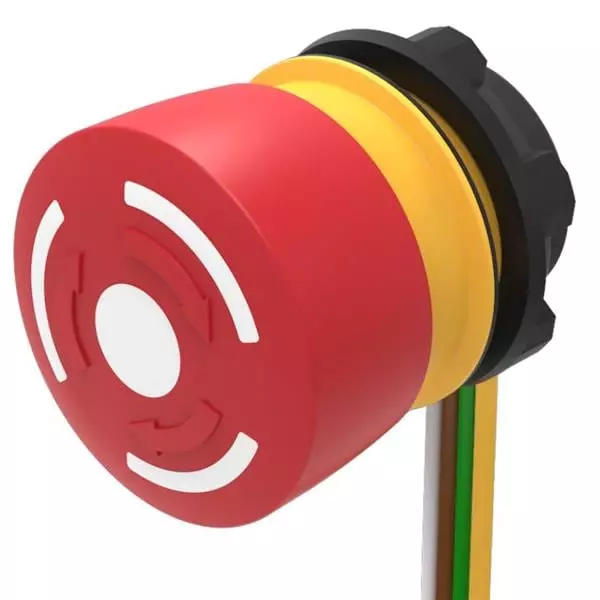 EAO Twist-to-Release Emergency Stop Pushbutton Switch 2 NC Panel Mount 3 Amp 240 V AC Cable Termination, 84-5240.0040