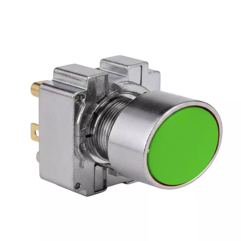 Kaycee Push Button Shround Actuator Flush Head Metal Green, KC2SAF2M