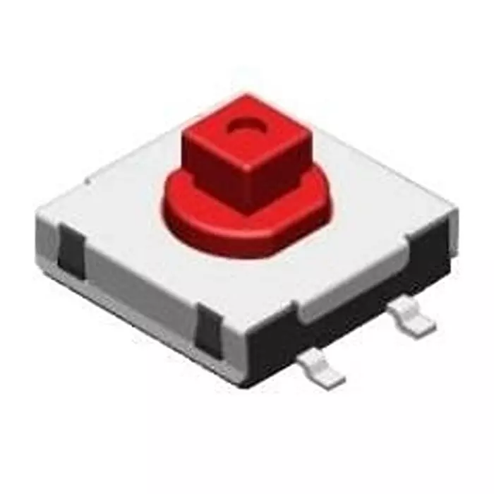 Diptronics Tactile Switch Non-Illuminated Gull Wing Lead Termination 50 mA Round Actuator 12 V DC, DTSMW-64R-V-T/R