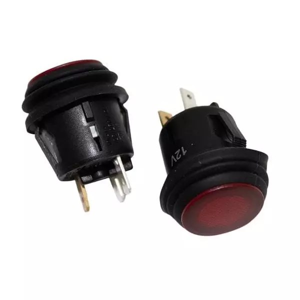 VCC Push Button Switch Illuminated Quick Connect Termination 20 Amp Round Actuator 14 V DC, VPS-1-Q3PSI-20RIR-5