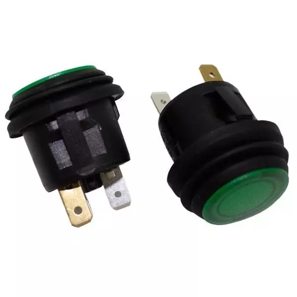 VCC Push Button Switch Illuminated Quick Connect Termination 20 Amp Round Actuator 14 V DC, VPS-1-Q3PSI-20GIG-5