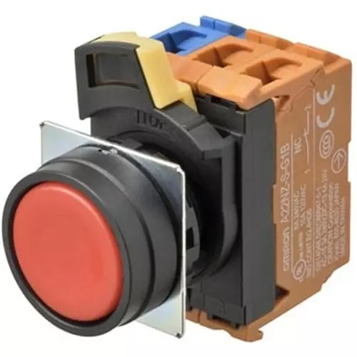 Omron Pushbutton Switch Momentary Round (Flat) Non-illuminated Red, A22NN-BNM-NRA-G202-NN