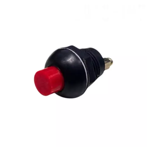 Setmi India Push Button With Screw Without Latching Round Shape in Black & Red Color for Control Panels, Industrial Machinery