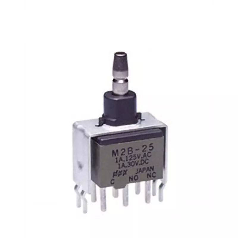 NKK SWITCHES M2 Push Button Switch Printed Circuit Board Straight with Bracket Mount 2-Pole Double Throw, M2B-25AAB2