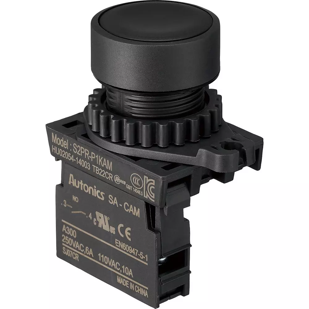 TRUSCO Push Button Switch 1A Contact Configuration, 25P-1AM-BK