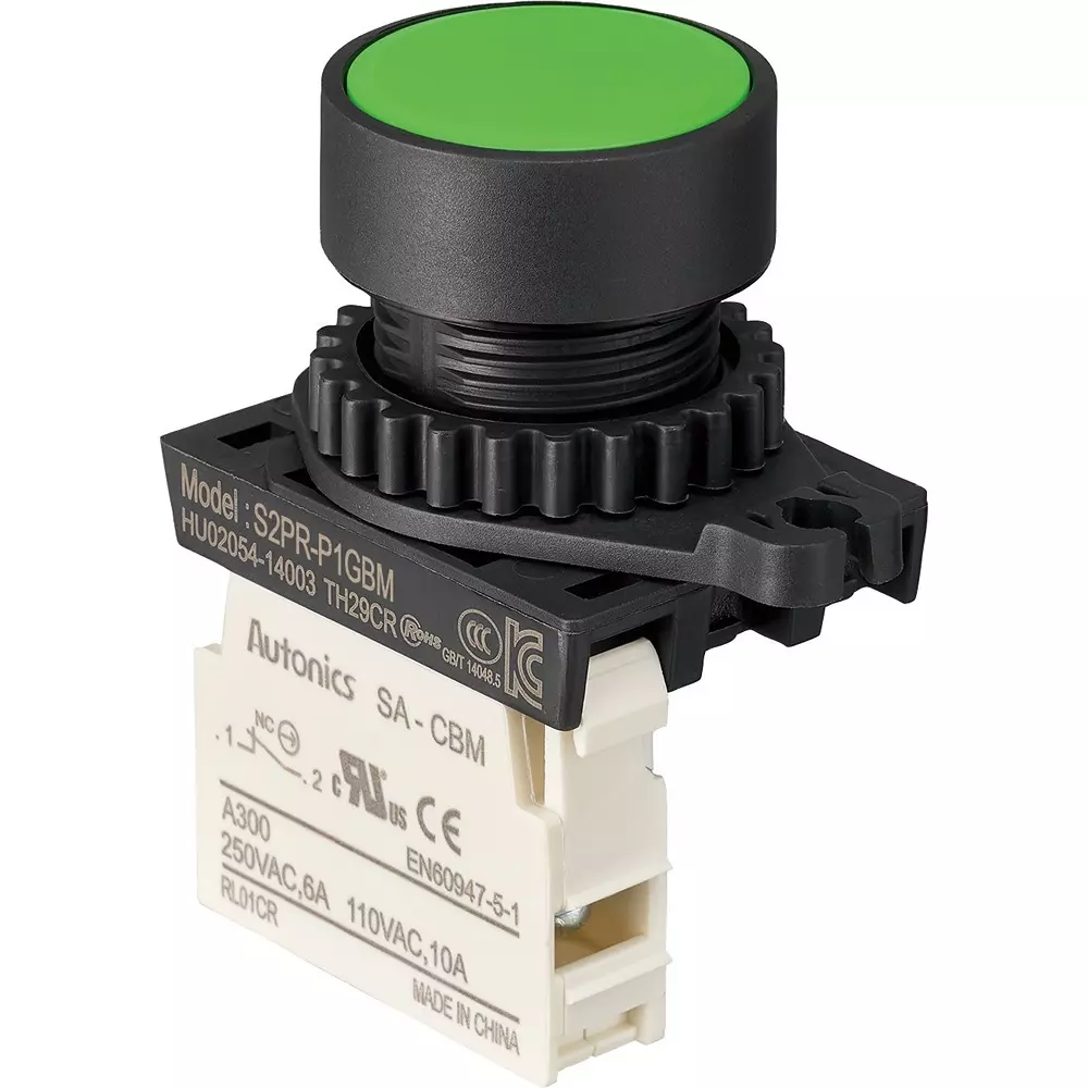 TRUSCO Push Button Switch 1B Contact Configuration, 25P-1BM-GN