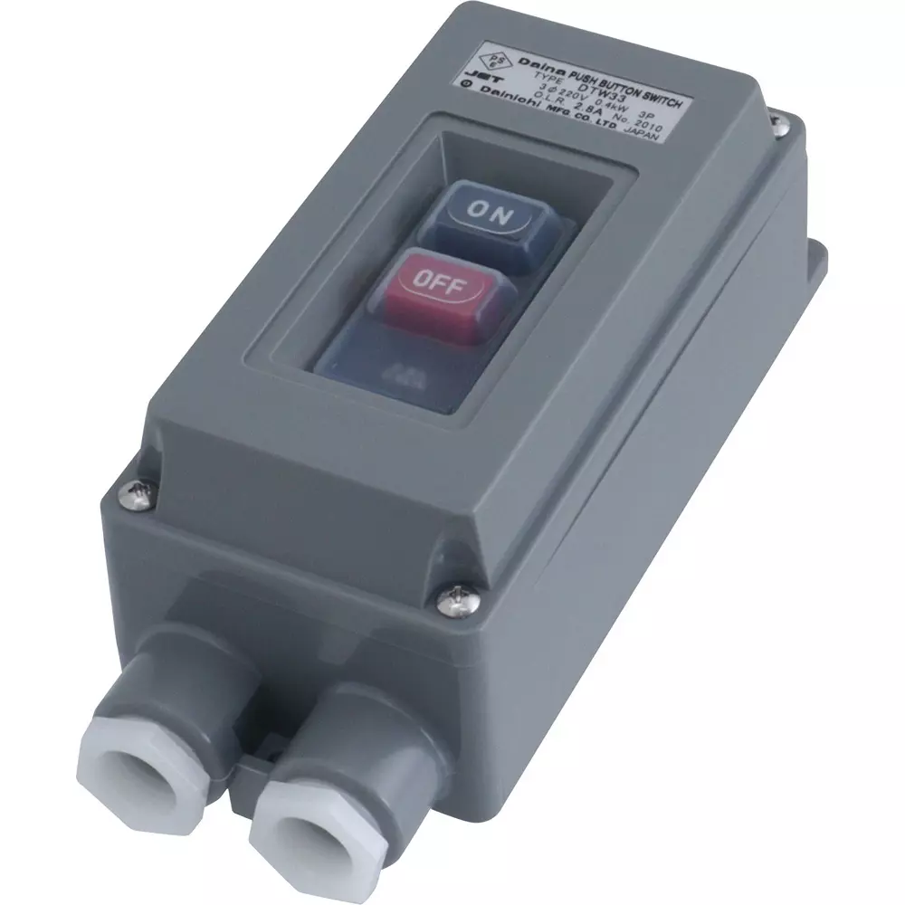 Dainichi Push Button Switch 0.4 kW 2.8 Amp Operating Current, DTW33 220V 0.4kW 2.8A