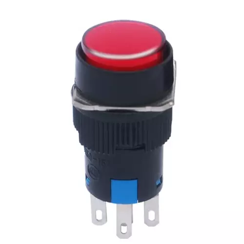 Sibass Electric Illuminated Momentary Push Button Red 24/220 V and 16 mm Diameter, SE-TA16-11D (Pack of 200)