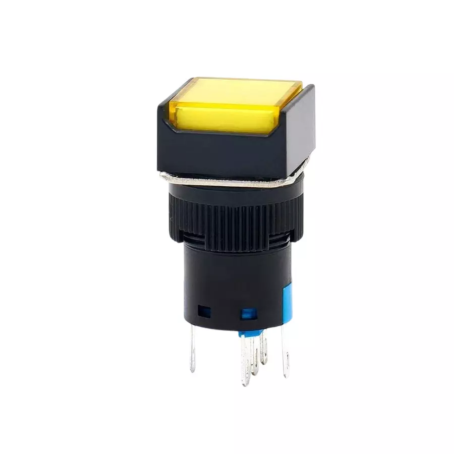 Sibass Electric Square Illuminated Momentary Push Button Yellow 24/220 V, SE-TA16-11DF (Pack of 200)