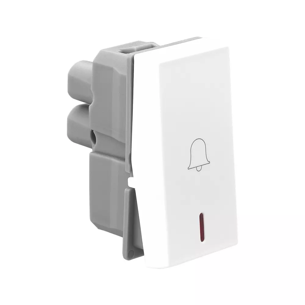 Legrand Bell Push Button with Indicator Allzy 6 Amp 1 Way 1 Module Glossy White, 6811 10 (Pack of 20 Pcs)