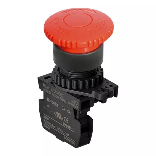 Autonics Push Button Switch Push-lock, Turn-Reset Operation Type Red 250 VAC, S2ER-E3RA