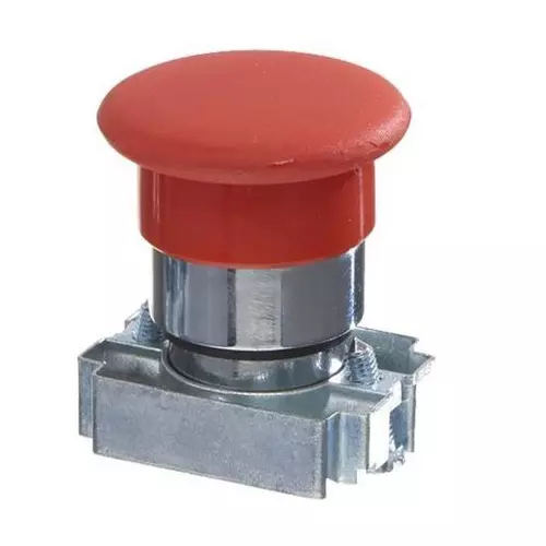 C&S Electric Mushroom Head Push Button with Carrier & Without Contact Elements Metallic Range Red, RCB2-BC4
