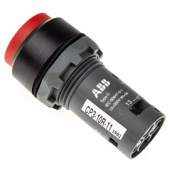 ABB Compact Series Push Button, Panel Mount, 22mm Cutout, SPDT, IP69K, 1SFA619102R1071CP3-10R-11