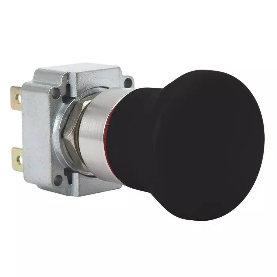 Kaycee Push Button Actuator Mushroom Head Metal Black, KC2MH5M