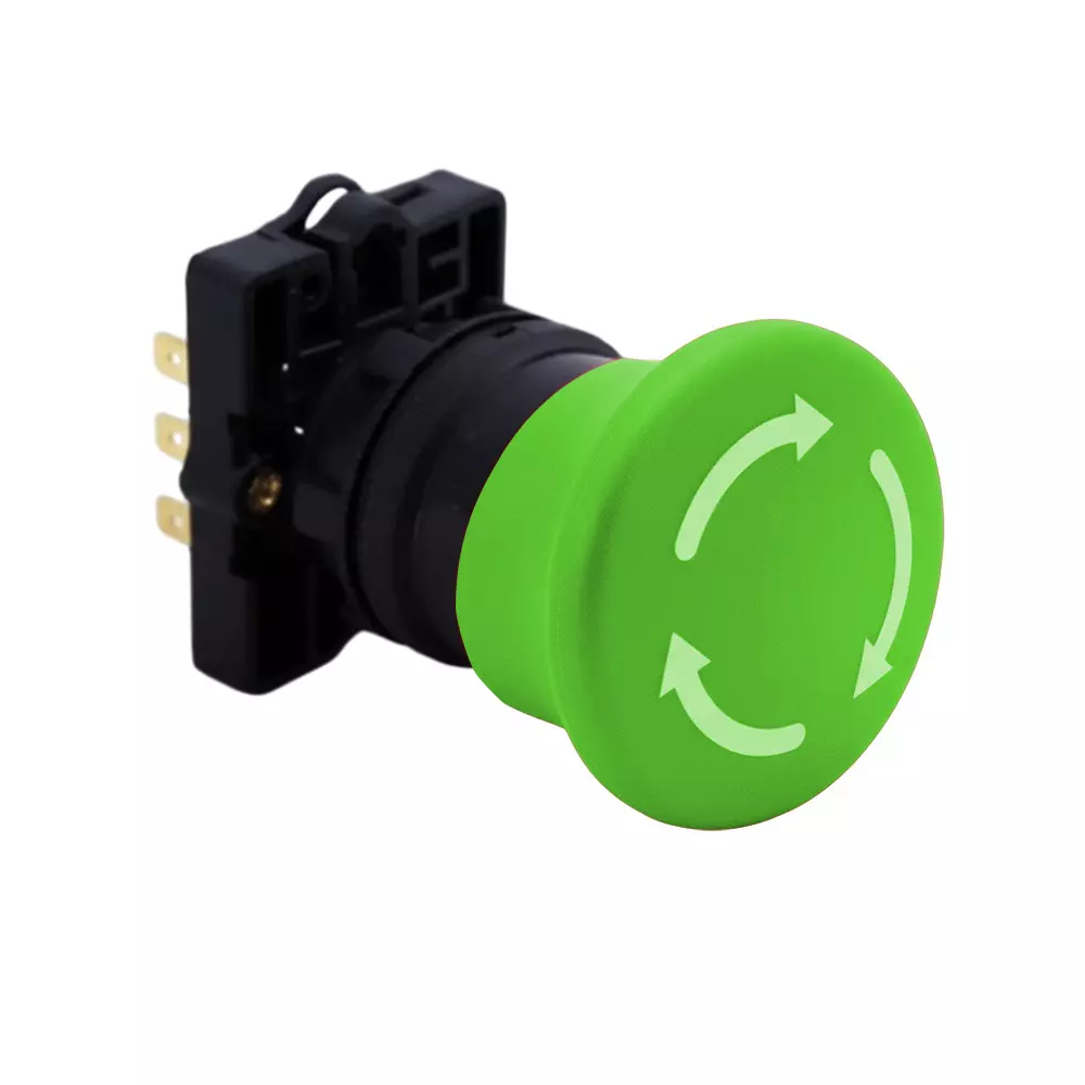 Kaycee Push Button Actuator Mushroom Head Plastic Green, KC2MTR2P