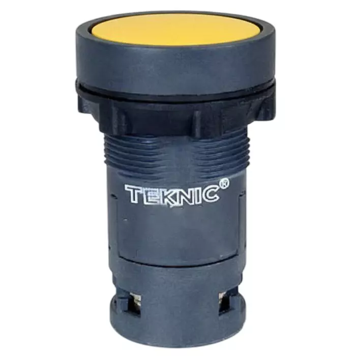 Teknic Economy Latching Flush Push Button 1 NO 24 VDC Yellow, 3PSFPP810