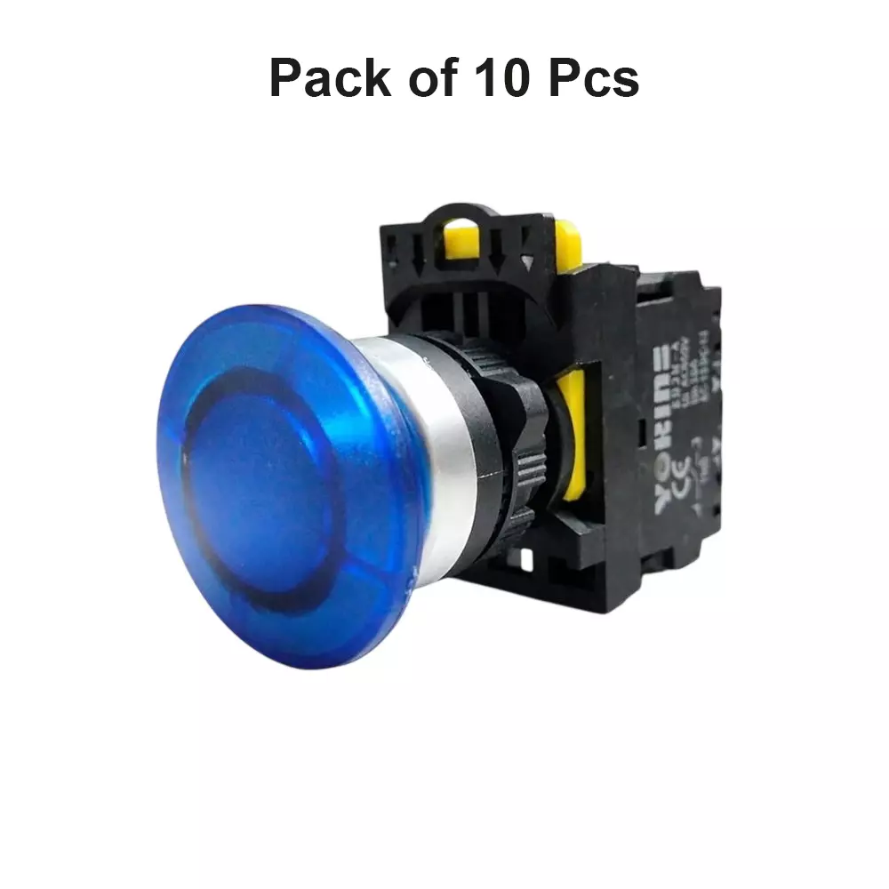 yokins-illuminated-mushroom-push-button-switch-22-mm-mounting-hole-diameter-220-v-ac-operating-voltage-with-led-indicator-blue-pack-of-10-pcs