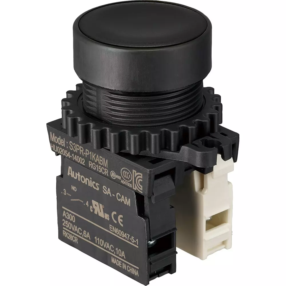 TRUSCO Push Button Switch 1A-1B Contact Configuration, 30P-1A1BM-BK