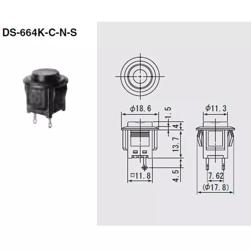 MIYAMA ELECTRIC Push Button Switch Single pole single throw AC.125 V-3 Amp, DS664KCNSK-K