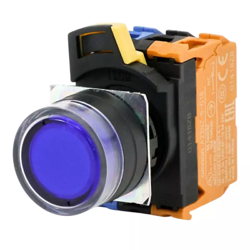 Omron Alternate Type Pushbutton Switch Blue 1A1B Φ22 mm Hole Diameter, A22NL-BGA-TAA-G102-AC