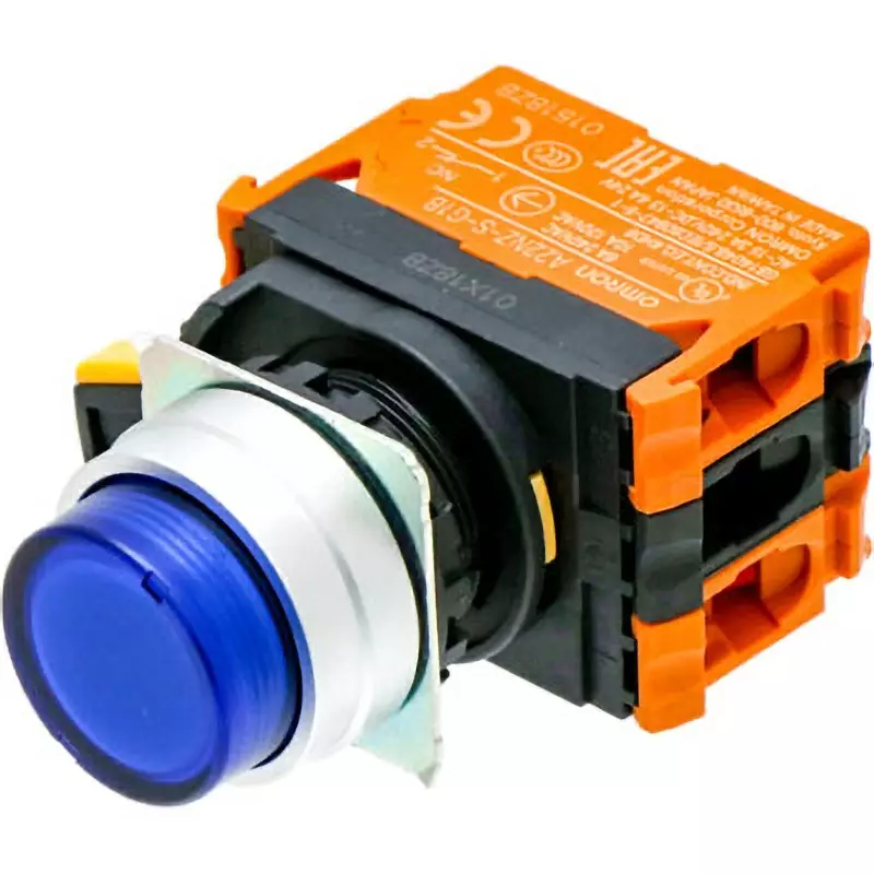 Omron Momentary Pushbutton Switch 2B Blue Button Φ22 mm Mounting Hole, A22NL-MPM-TAA-G202-AA