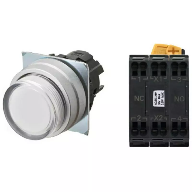 Omron Momentary Pushbutton Switch 1A1B White Button Φ22 mm Mounting Hole, A22NL-MPM-TWA-P102-WC