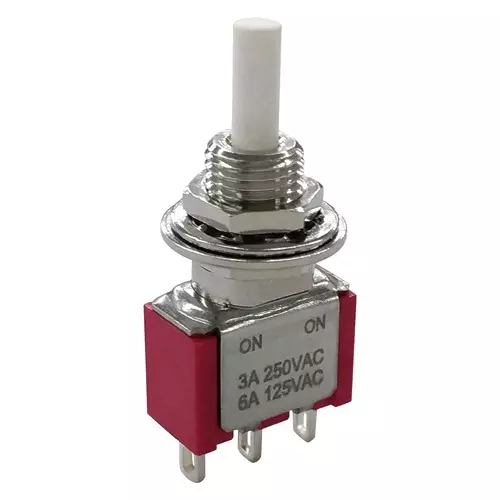 MULTICOMP PRO Standard Pushbutton Switches PB SWITCH, SPDT, 1A, 120VAC/38VDC, PANEL, MP-PB8-AA00A1QE-3.