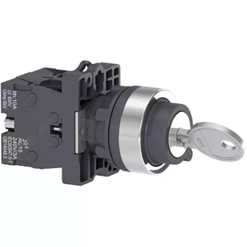 Sibass Electric Spring Return Key Selector Switch 3 Position Diameter 22.5 mm Metal Body Without Contact Element with CE Mark, SE-LAY-BG73 (Pack of 300)